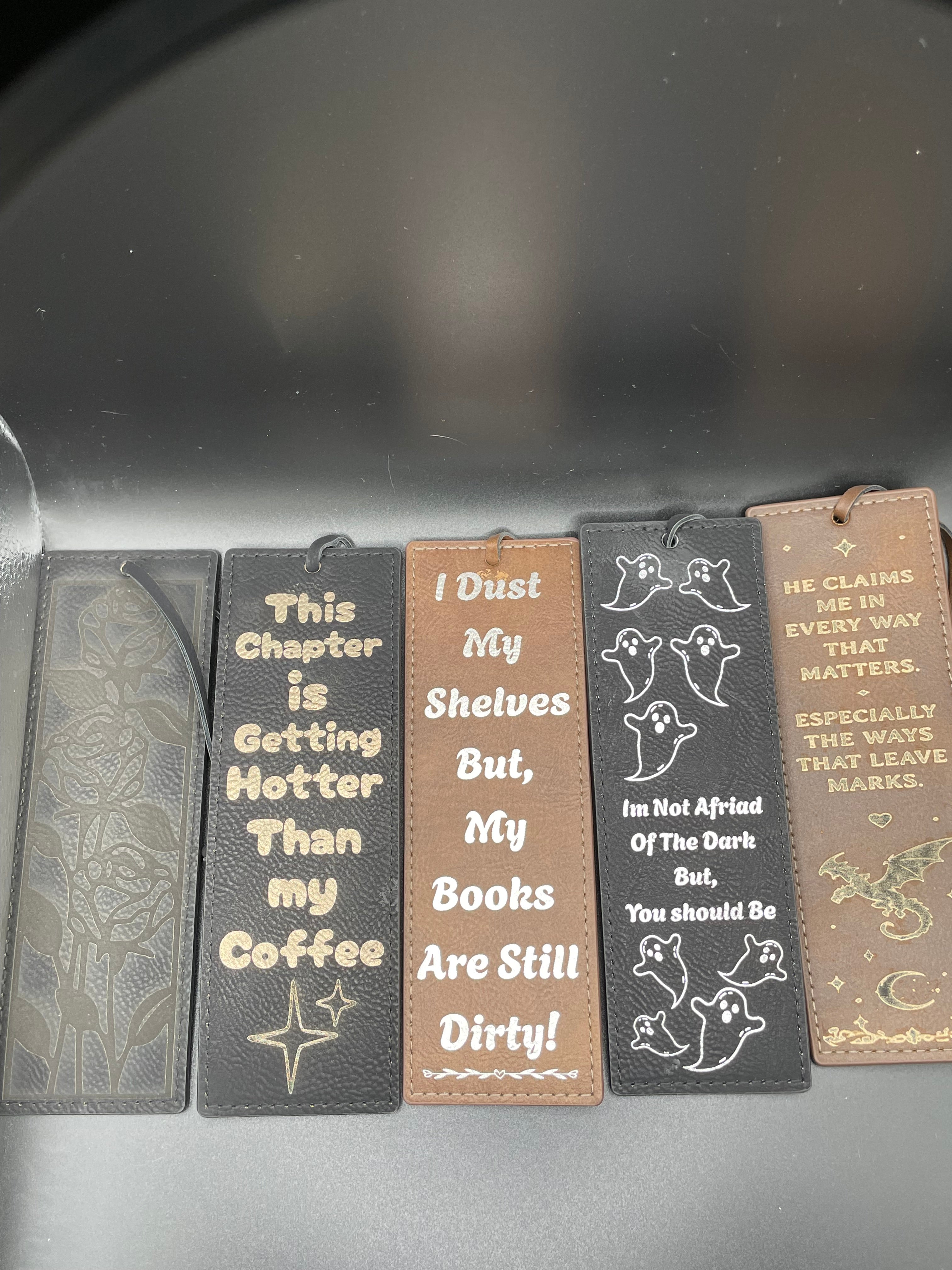 2 Custom Engraved Leather Bookmarks