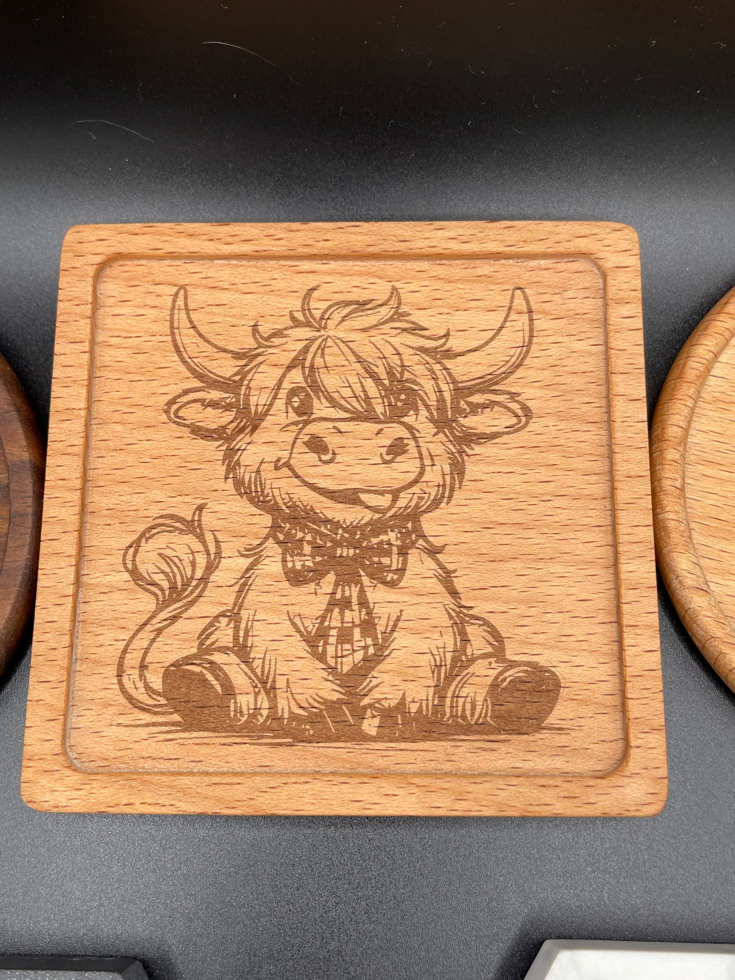 Engraved Coffee Coaster – “Living on Caffeine & Bad Decisions” Set of 4